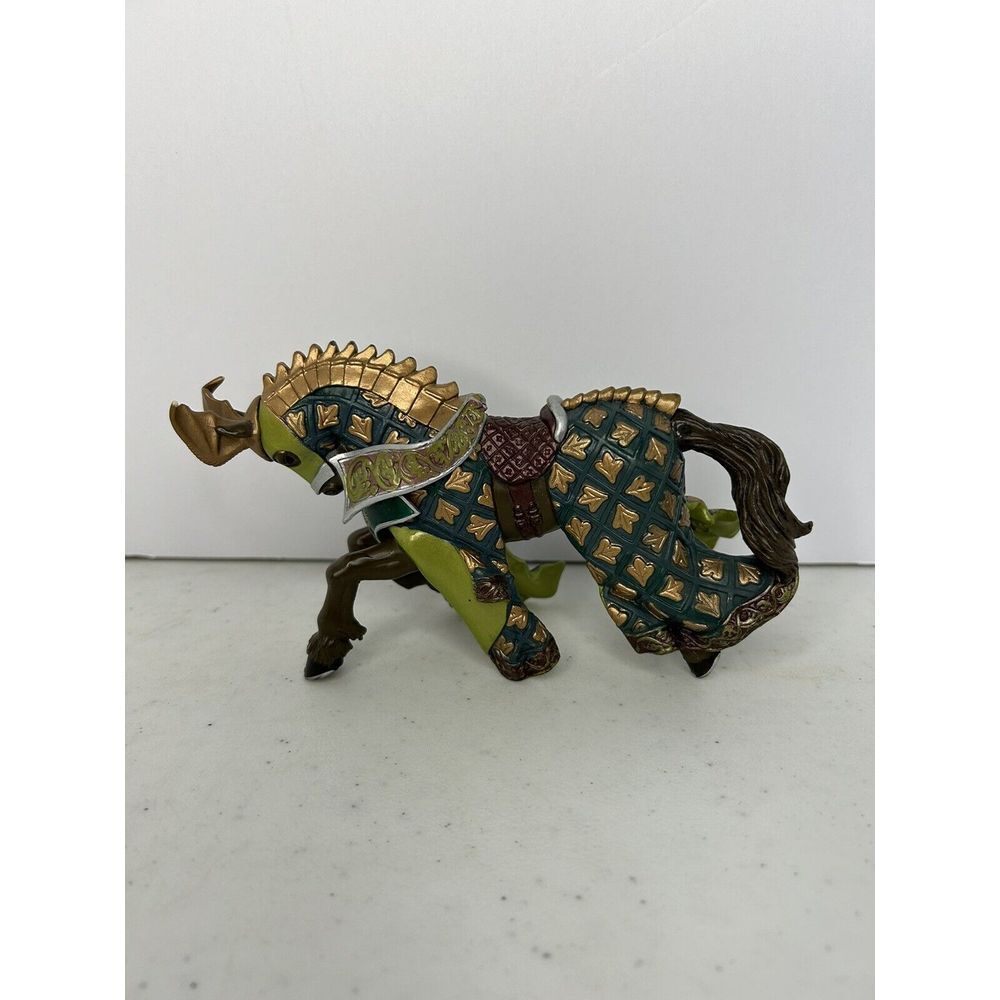 Papo Medieval Knights Horse Green & Gold‎ Ram Crest Fantasy Figure 2007
